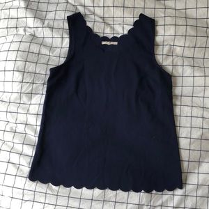 Navy blue preppy scallop edge top Stitchfix
